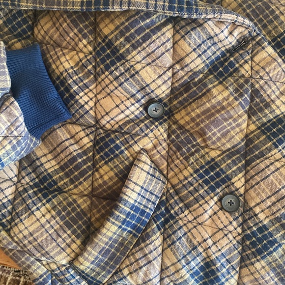 NWT Levi's Quilted Cocoon double breasted lined plaid Coat Sherpa collar medium - Picture 8 of 14